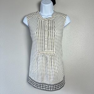 J.Crew women’s sleeveless top sz 2 ivory & black dots tuxedo shell cami office